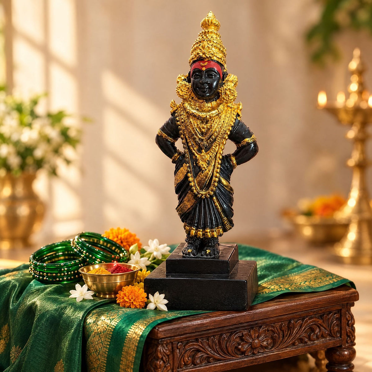 Rukmini  Mata With Golden Jewellery