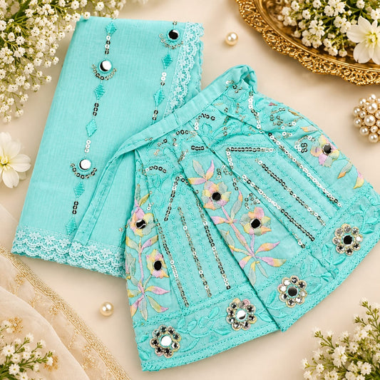 Aqua Floral Kanhaji Poshak