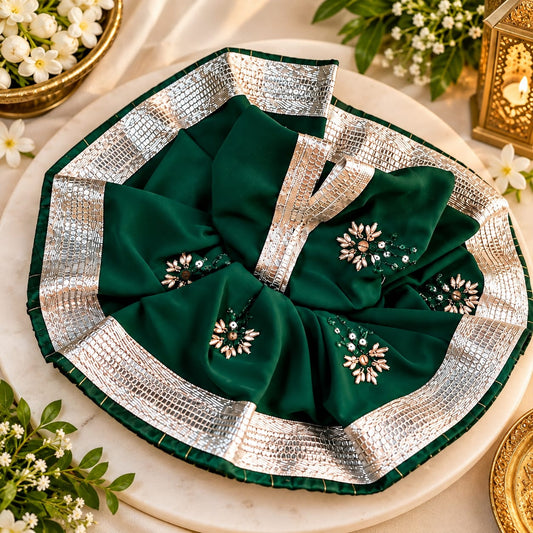 Dark Green Floral Poshak (kanhaji)