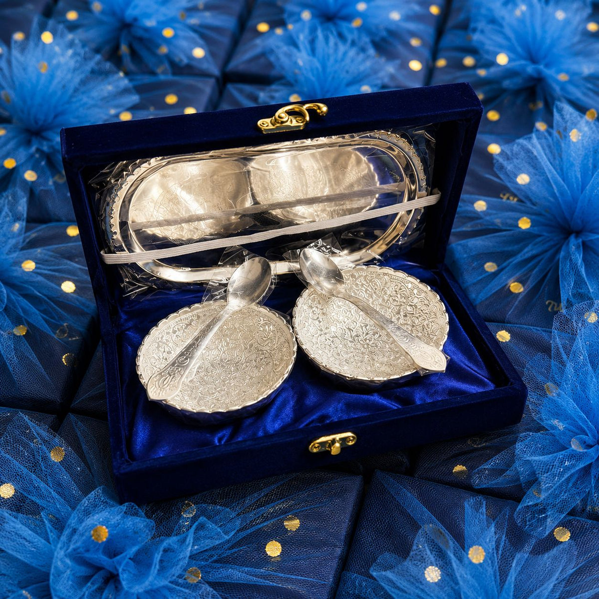 German Silver Double Bowl Set
