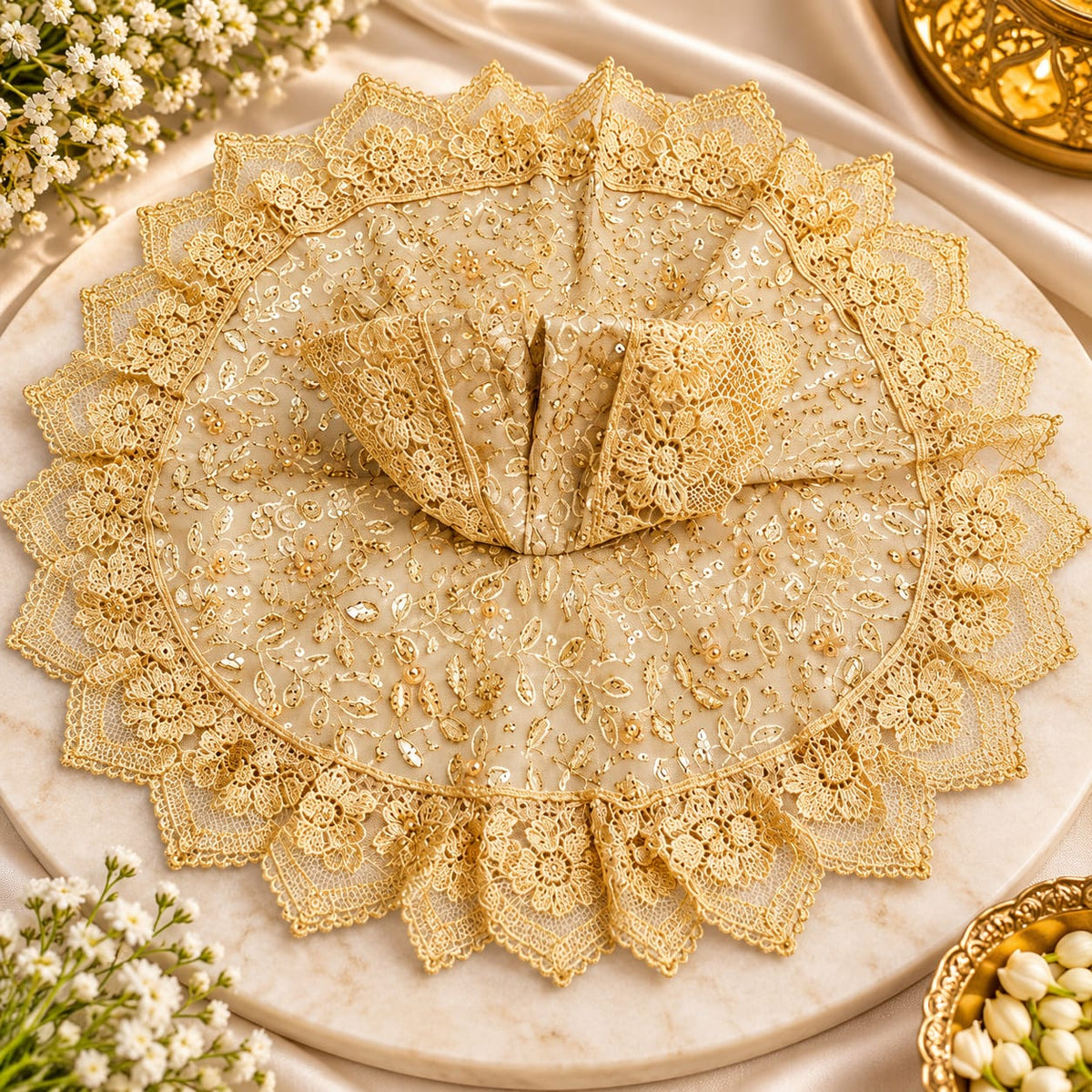 Laddu Gopal Floral Poshak (Cream)