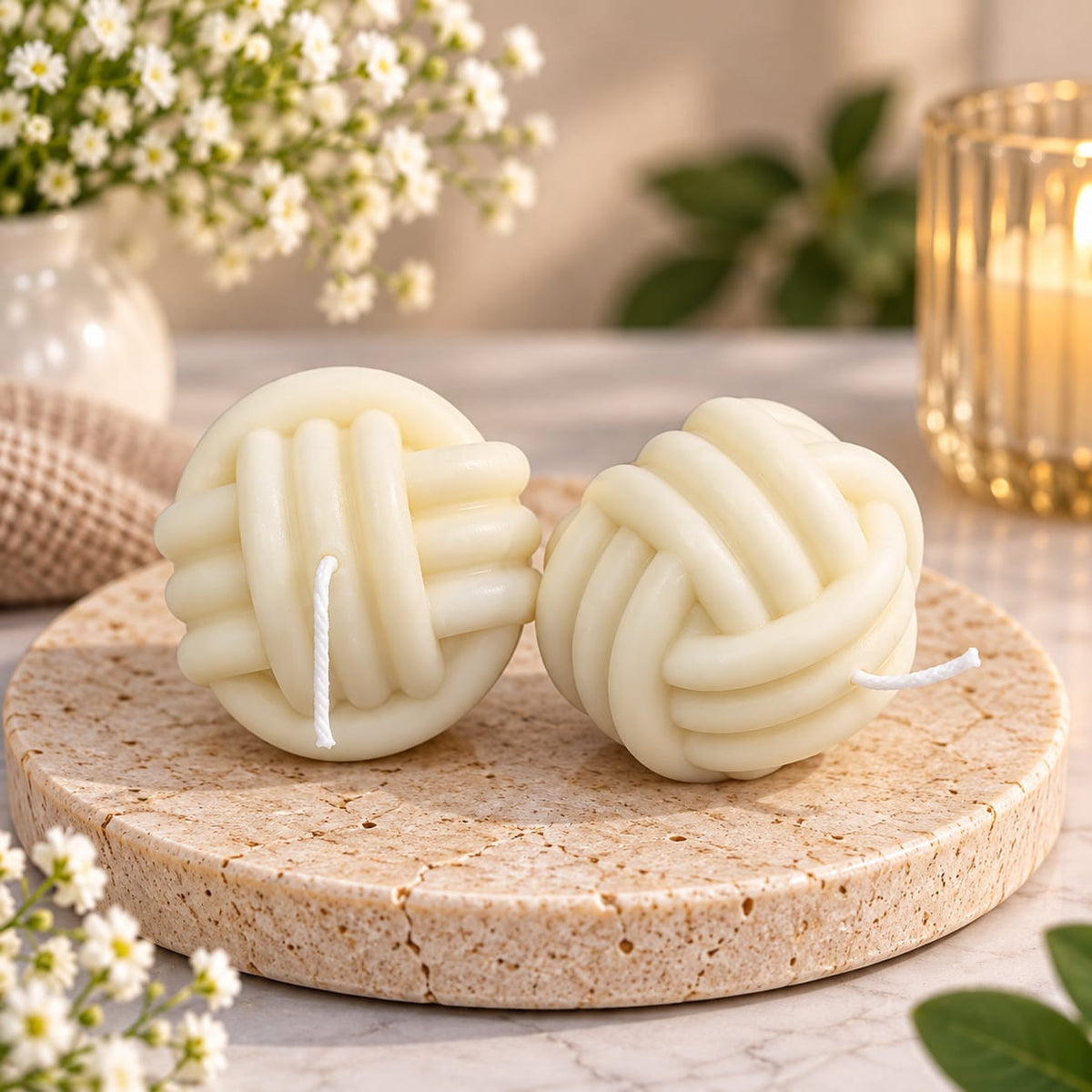 Unique Wool Bun Candle