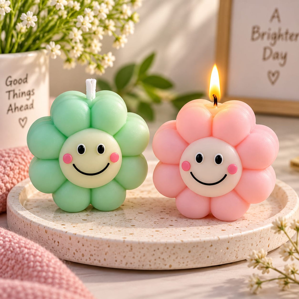 Smiley Flower Candle